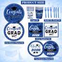 2 x 144pcs Blue Graduation Party Supplies for 24, Blue Graduation Decorations 2026 with 9 Inch Graduation Plates, 7 Inch Dessert Plates, Napkins, Paper Cups, Forks and Knives