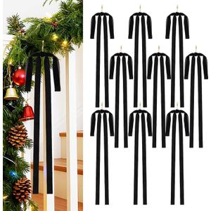 9 PCS Black Velvet Christmas Bows, Vintage Christmas Decor Large Bows for Tree, Staircase, Party, Indoor and Outdoor Ornaments