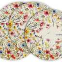 Artoid Mode Daisy Lavender Floral Leaves Spring Round Placemats Set of 4,14 Inch Seasonal Spring Table Mats for Party Kitchen Dining Decoration (Beige)