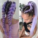 Braiding Hair Pre Stretched Yaki Straight 2 Packs 90g/Pack Extra Long Lavender Hair Extensions Synthetic Crochet Braids 26 Inches Light Purple