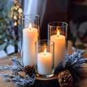 24 Pcs White Pillar Candles and Glass Candle Holders Cylinder Candle Vases for Pillar Candles Hurricane Candle Holders Set for Wedding Party, Event, Home Office Decor