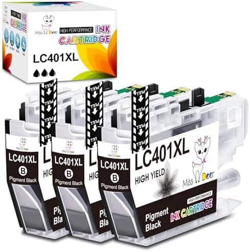 Miss Deer LC401XL Black Ink Cartridge Replacement for Brother LC401 XL LC-401 Ink Use with Brother MFC-J1010DW MFC-J1012DW MFC-J1170DW Printer (3BK)