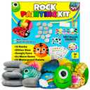 JOYEZA Rock Painting Kit Deluxe, Arts and Crafts for Girls Boys Age 6+, 12 Rocks Tween Gift Art Set, Waterproof Paints, Craft Kits Art Supplies, Kids Crafts Ages 6-8, Kids Activities 6 7 8 9 10 (Pack Of 2)