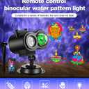 Holiday Halloween Valentine Party Christmas Diwali Projector Light (Indoor, Outdoor, Splashproof IP44), 16 Slides (4 Pictures Each), 10 Wave Effects, Remote Control (Power Timer Speed Flash), 3 Mounts