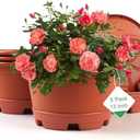 KPUVX Outdoor Flower Pots 5 Packs 13 inch pots for Plants Modern Decorative Garden Pot with Saucer, Lightweight Large Resin Planters for Indoor Plants,Decorative Resin Plant pots