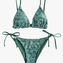 ZAFUL Women's Triangle Bikini Floral String Bikini Set Two Piece Swimsuit Bathing Suits, L