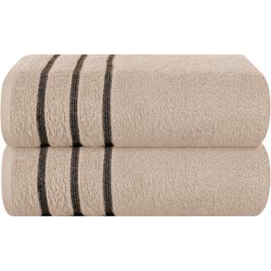 Cotton 2 Pack Oversized Bath Towel Set 28x55 inches, Large Bath Towels, Ultra Absorbant Compact Quickdry & Lightweight Towel, Ideal for Gym Travel Camp Pool - Tan