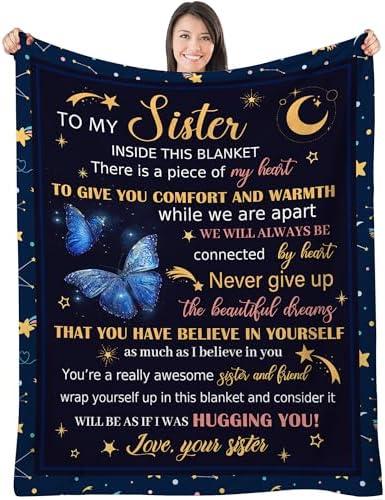 INXENG Sister Blanket, 40"x50" - Sister Birthday Gifts Butterfly, Sisters Gift for Women Birthday, Mothers Day, Christmas, Pack of 3 