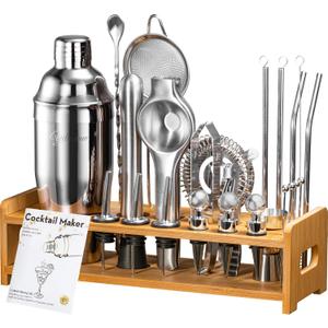 26-Piece Cocktail Shaker Set - Bartender Kit with Stand, Shakers for Cocktail with All Shakers Bartending Bar Tool for Drink Mixing, Home, Lounge & Party