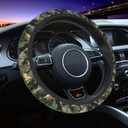 Camouflage Forest Steering Wheel Cover Elastic Non-Slip Car Steering Wheel Covers with Seat Belt Shoulder Pad for Women Men