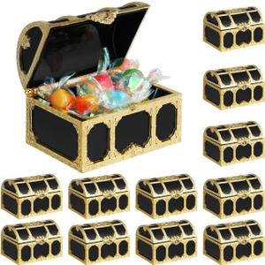 Cabilock 12 Pcs Treasure Chest for Kids Small Wedding Favor Boxes Favors Mini Pirate Chest Party Containers Themed Small Decor Vintage Candy present Boxes Bulk Pirate Candy Golden