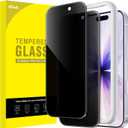 JETech Privacy Screen Protector for iPhone 17 6.3-Inch, Anti-Spy Tempered Glass Film with Easy Installation Tool, 2-Pack