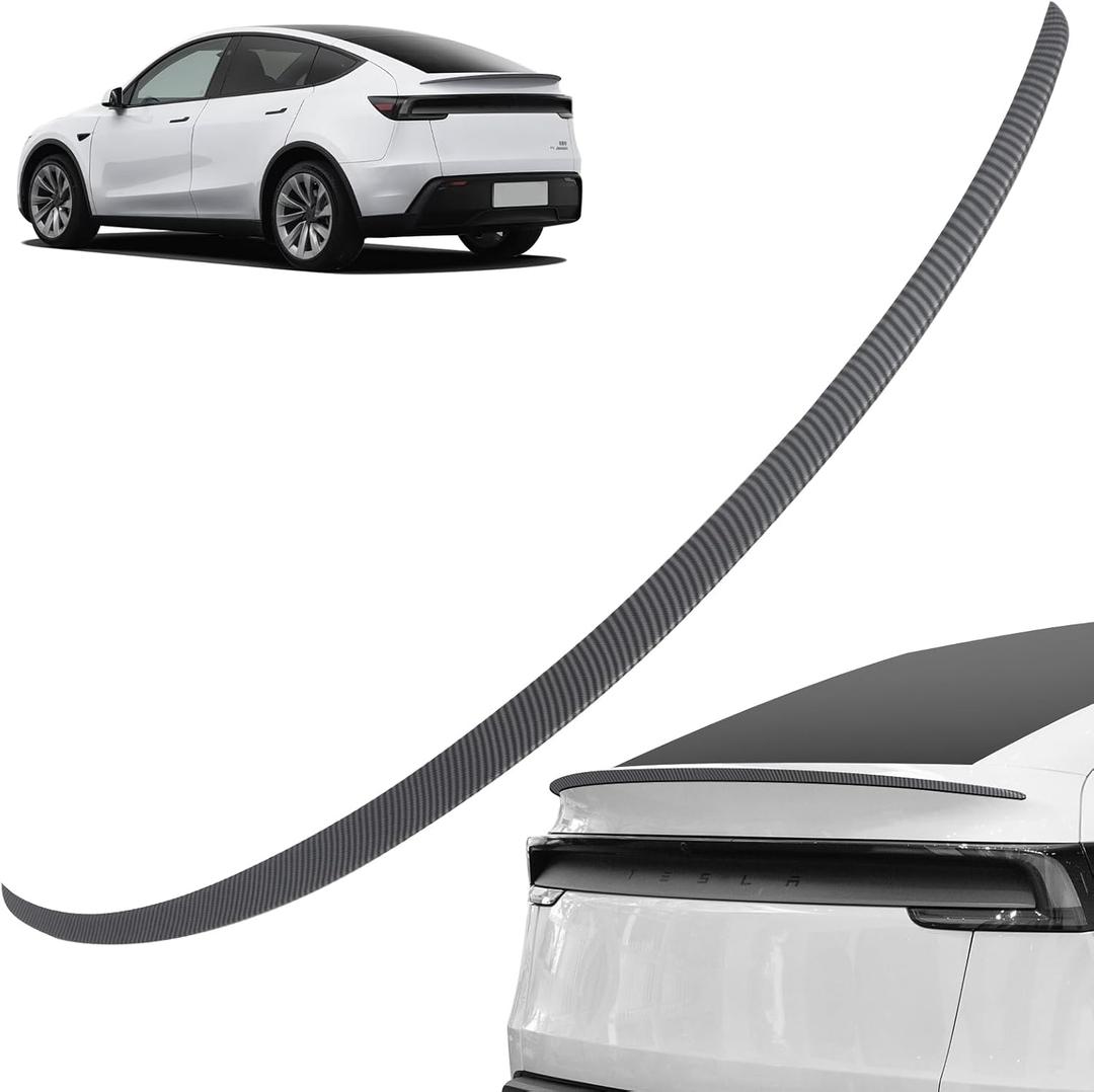 ABS Spoiler for Tesla Model Y Juniper 2025 2026 Carbon Fiber, Juniper Matte Carbon Fiber Look Trunk Lip Wing, Rear Lip Spoiler Sporty Appearance & Aerodynamic Performance, Easy Installation