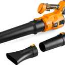 Cordless Leaf Blower and Snow Blower with 2 * 4.0Ah Batteries - All-Season Lawn, Patio, Walkway and Snow Removal. Powerful 2-Speed Motor, Extended Nozzle, Ergonomic Handle(Orange)