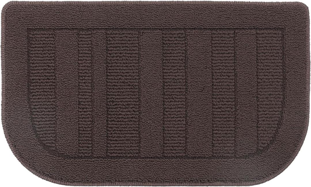 BEQHAUSE 30x18 Inch Kitchen Rug Mat, Durable Anti-Slip Absorbent Dirt-Resistant Kitchen Rug Pet Mat Machine Washable (Brown) (1'6" x 2'6" (Semicircular))