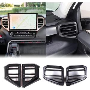 Car Center Console Air Conditioning Outlet Trim Cover Kit Compatible with Toyota Tundra/Sequoia 2022-2026, Dashboard Side A/C Vent Panel Protective Frame Decoration ABS Accessories, For 14-inch Screen