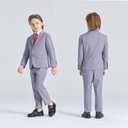 YND Boys Formal Slim Fit, 5-Piece Suits for Kids, Jacket Vest Pants Shirt and Tie for Wedding Prom Light Gray (10yrs)