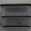 IRIS USA Plastic Drawer Storage Organizer Rolling Cart, with Wheels Casters, 3-Drawers, for Art Craft Supplies Bathroom Dorm Bedroom Laundry Room, Wide, Black