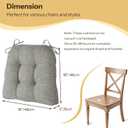 Non Slip Chair Cushions for Dining Chairs Set of 4 Kitchen Chair Cushions 18"x18"x3" Turfted Chair Pads Comfortable and Soft Seat Cushion with Ties, Light Grey