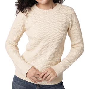 Womens White Crew Neck Sweater Long Sleeve Knit Pullover Top, Soft Fitted Winter Sweater for Women (Beige, M)