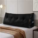 Large Headboard Pillow Headboard Wedge Pillow Bed Rest Reading Pillow Bolster Triangular Pillow for Sitting in Bed-Backrest Positioning Support Long Pillow for Daybed (Full: 54x8x20 Inches,Black)