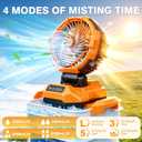 25L Bucket Portable Misting Fan, 30000mAh Rechargeable Battery Powered Oscillating Cooling Fan, Outdoor Fans for Camping, Patio, Adjustable Base for 10-13in Water Tank, Large