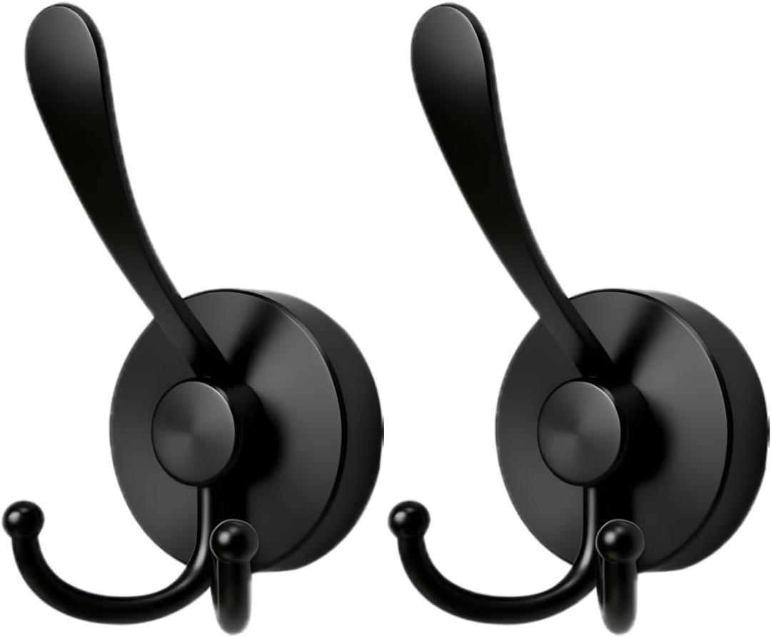 2 x WSHSTS 3-Hook Suction Cup Hooks for Shower,Bathroom - Heavy Duty, Removable,Waterproof, No Drill Holds Towels, Robes, Wreath on Glass, Tile, Mirror, Door (No Damage, No Residue)