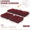 Waterproof Wicker Chair Cushions of 3 Pieces Piped Edges Premium Thick Cushions, All Weather Outdoor Loveseat Cushions for Patio Seat, 1 Loveseat and 2 U-Shaped Cushions, Red
