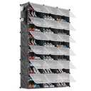 AINIYNM Shoe Storage Organizer Cabinet 72 Pair Plastic Shoe Rack with Cover Expandable Adjustable Free Standing Stackable Space Shoe Shelves Organizer for Closet Hallway Bedroom Entryway