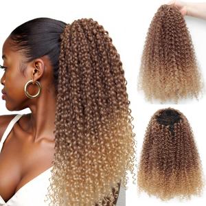 Kinky Curly Drawstring Ponytail Synthetic Hair Extension Clip In Ponytail for Women Thick Natural Curls Seamless Blending Hairpiece for Daily Use 33/27