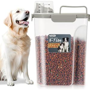 5-7LBS Upgraded Large Nozzle Cat Dog Food Storage Container BPA-free, Airtight Pet Food Storage Bin with 4 Lock Buckles, Sealing Gasket, Cup for Pet Food, Dog Treats, Rice, Flour, Dry-Crey (Grey (5L-1pack))