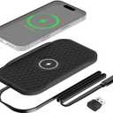Wireless Car Charger Silicone Pad, for iPhone12/11 Pro/XS/XR/8/8Plus,15W Fast Car Wireless Charging Non-Slip Mat, for Samsung S21/S22/S23/S24/S25/Androids,80cm Cable, Black