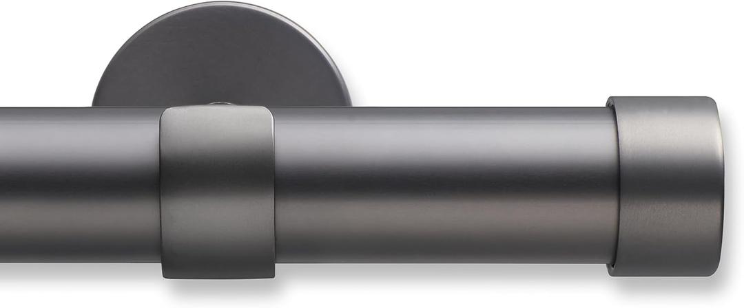 MODE Cambria Designer Series - Premium 4.5 foot Custom Curtain Rod - 1-1/8 inch Large Diameter - Non-Adjustable for a Seamless Look - Premium Designer Brackets and End Caps - Matte Graphite Finish