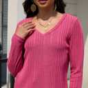 Lafural V Neck Long Sleeve Shirts for Women Casual Fall Tops Lightweight Tunic Sweaters Fashion Clothes 2024 (Pink, S)