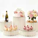 ZOOYOO Buffet Risers for Food Display, 5 Pack Cylinder Stands for Party - Foldable Dessert Table Display Set with Premium Acrylic Tops - Pedestal Cake Stands for Wedding, Candy Table, Quinceanera, Art Exhibitions, Catering