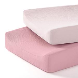 lulumoon Baby Changing Pad Cover: Muslin Diaper Changing Table Pad Cover - Changing Pad Sheets for Girls Boys (S-Pink&Carnation)