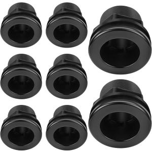 Novabright 8 Pack 1-1/2" Bulkhead Fitting PP Aquarium Pond Filters Slip x Slip with Male Thread, Includes Bulkhead Fitting, Two Gaskets, Lock Nut Standard Threaded Black Kit for Fish Aquarium