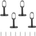 INCREWAY 4pcs Black Closet Rod Support, Zinc Alloy Oval Wardrobe Rod End, Adjustable Hollow Rod Bracket for Cabinet Bedroom Bathroom