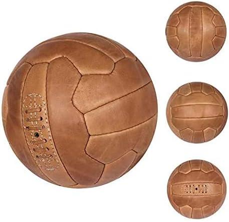 Vintage Soccer Ball Antique Leather Football Size 5, Light Brown