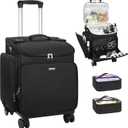 Relavel Rolling Makeup Case, Hair Tools Travel Bag Cosmetology Case on Wheels with 2 Clear Bags, Professional Hairstylist Bag Makeup Artist Storage Train Case Barber Organizer with 360° Spinner Wheels