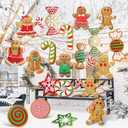 Geosar 20 Pcs Large Christmas Peppermint Gingerbread Decorations Doublesided Outdoor Yard Signs Hanging Candy Ornaments for Decorations Christmas Tree Party Decor(Gingerbread)