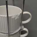 HASENSE 15oz Coffee Mug Set of 4 - Stackable Ceramic Mugs with Holder - White & Light Brown Coffe Cups Set for Cappuccino, Tea, Hot Cocoa, Drinks - Wedding & Housewarming Gifts, Everyday Use