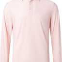 M MOTEEPI Polo for Men Sun Protection Golf Shirts with Collar UPF 50+ Performance Collared Tennis Shirts (Large, Long-pink)