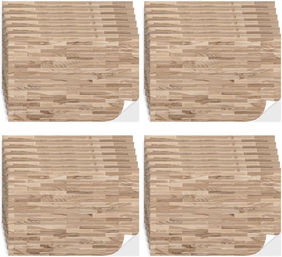 Flutesan 12 Pcs Miniature Dollhouse Wallpaper and Flooring Peel and Stick Mini DIY Self Adhesive Dollhouse Accessories 8.27 x 11.69 Inch (Natural Style)