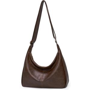 celestina Hobo Bags for Women, Ultra Soft Foldable Vegan Leather Shoulder Handbag, Stylish Slouchy Tote Purses (Brown)