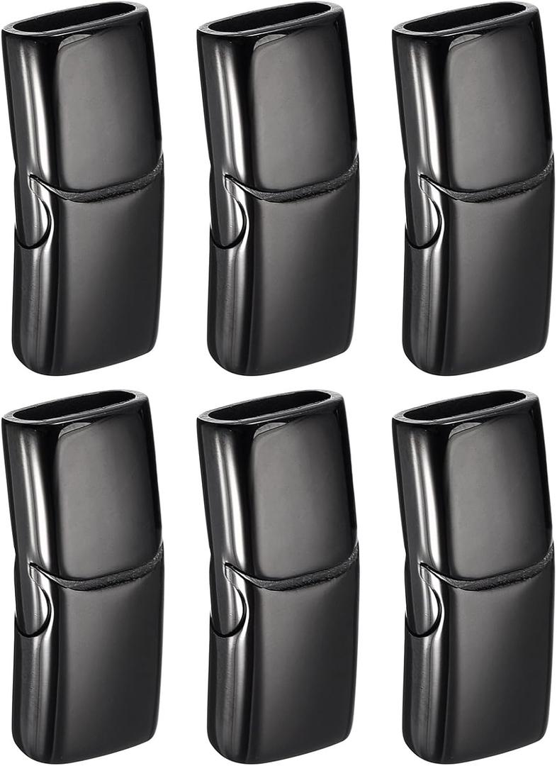uxcell 6Pcs 8mmx4mm Flat Leather Clasps, Jewelry Bracelet Clasps Flat Closure End Caps for Jewelry Bracelet Craft Making Supplies DIY, Black