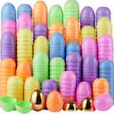 JOYIN 100PCS 3.15" Pastel Easter Eggs + 2 Golden Eggs, Empty Easter Eggs Fillable, Colorful Plastic Eggs Bulks for Easter Hunt, Party Favor, Basket Stuffers Filler, Classroom Prize Supplies