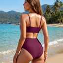Blooming Jelly Womens High Waisted Bikini Set Tie Knot High Rise Two Piece Swimsuits Bathing Suits (Purple) M