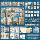 icceemee Scrapbooking Supplies Kit, Travel Diary Theme Scrapbooking Kit for Bullet Junk Journaling, Stationery, A6 Grid Notebook, Flower DIY Journaling Supplies, Birthday Craft Gift for Teen Girls