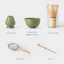 Matcha Whisk Set, Matcha Set with Ceramic Matcha Bowl, Bamboo Whisk & Holder, Sifter, Tea Scoop (Matcha Green)